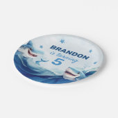 Assiettes En Carton Garçons sous l'océan marin requin 5e anniversaire (Angle)