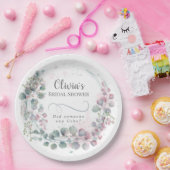 Assiettes En Carton Garden Party rose et vert Eucalyptus (Fête)