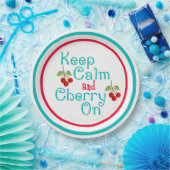 Assiettes En Carton Gardez Le Calme Et La Cerise Sur Plaque Papier (Fête)