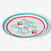 Assiettes En Carton Gardez Le Calme Et La Cerise Sur Plaque Papier (Angle)