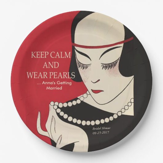 Assiettes En Carton Gardez le calme et portez des Pearls Deco Plaques  (Devant)