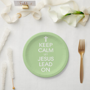 Assiettes En Carton Gardez Le Calme Laissez Jésus Diriger - Religieux 