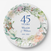Assiettes En Carton Garland rose 45e 65e anniversaire du Mariage (Devant)