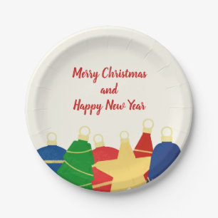 Assiettes En Carton Garlande perlée avec ornements de Noël rétro