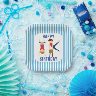 Assiettes En Carton Garnitures de fête d'anniversaire pour garçons gym