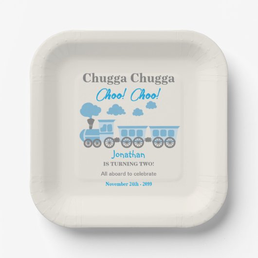 Assiettes En Carton Garys Blue Train 2e fête d'anniversaire (Recto)