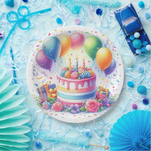 Assiettes En Carton Gâteau d'anniversaire (Fête)