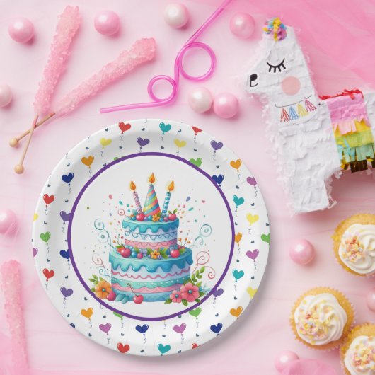 Assiettes En Carton Gâteau d'anniversaire (Fête)