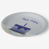 Assiettes En Carton Gâteau d'anniversaire bleu (Angle)