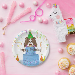 Assiettes En Carton Gâteau d'anniversaire Cavalier King Charles Spanie