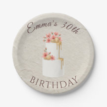 Gâteau d'anniversaire élégant corail rose floral o