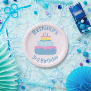 Assiettes En Carton Gâteau d'anniversaire personnalisé 3 bougies super