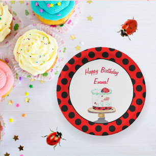 Assiettes En Carton Gâteau d'anniversaire personnalisé à l'aquarelle c