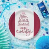 Assiettes En Carton Gâteau D'Anniversaire Rouge Et Blanc Joyeux (Fête)