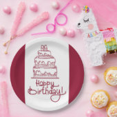 Assiettes En Carton Gâteau D'Anniversaire Rouge Et Blanc Joyeux (Fête)