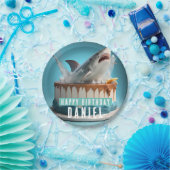 Assiettes En Carton Gâteau d'anniversaire sur le thème du requin (Fête)