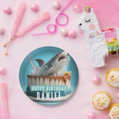 Assiettes En Carton Gâteau d'anniversaire sur le thème du requin (Fête)