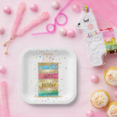 Assiettes En Carton Gâteau de calque "Joyeux anniversaire" avec de l'o (Fête)