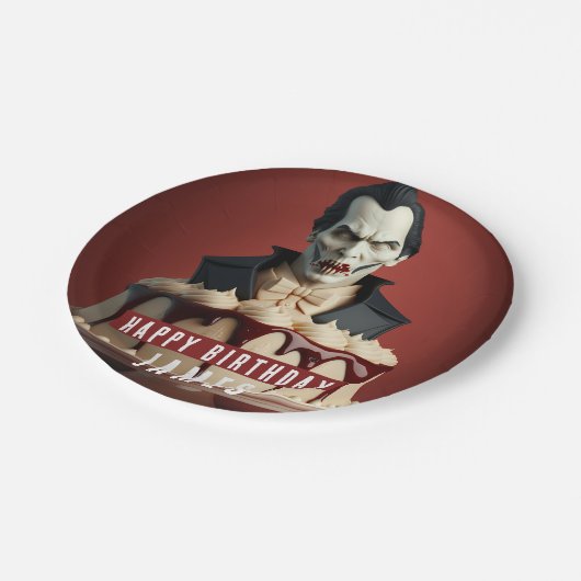 Assiettes En Carton Gâteau de crème à thème Dracula Vampire - Annivers (Angle)
