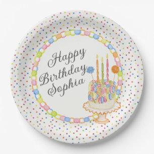 Assiettes En Carton Gâteau de fête d'anniversaire Confetti