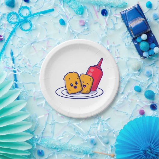 Assiettes En Carton Gâteau De Gâtes Souriez Avec Un Dessin De Sauce (Fête)