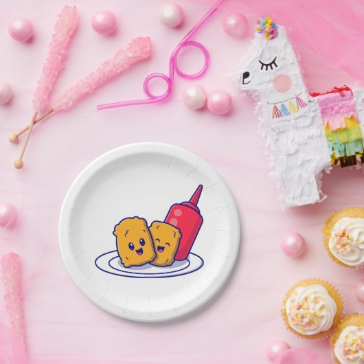 Assiettes En Carton Gâteau De Gâtes Souriez Avec Un Dessin De Sauce (Fête)