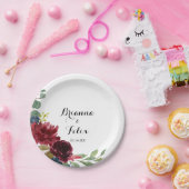 Assiettes En Carton Gâteau de Mariage Calligraphié en Bourgogne Rustiq (Fête)