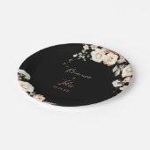 Assiettes En Carton Gâteau de Mariage Royal Floral Forme Noir (Angle)