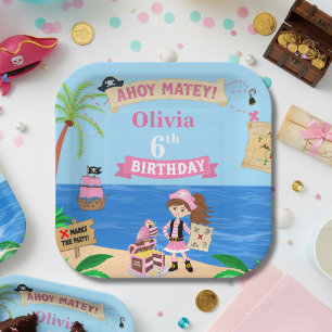 Assiettes En Carton Gâteau de pirate fille Coffre au trésor Fête d'ann