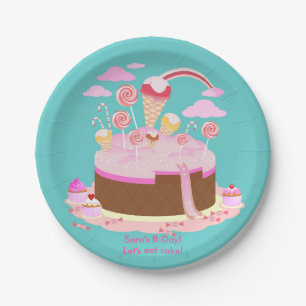 Assiettes En Carton Gâteau de sucrerie et de chocolat pour la fête