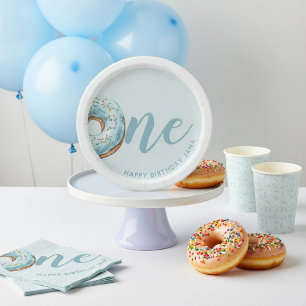 Assiettes En Carton Gâteau donut personnalisé pour un anniversaire dou