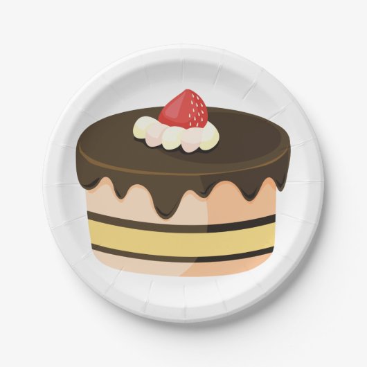 Assiettes En Carton Gâteau Et Fraise (Devant)