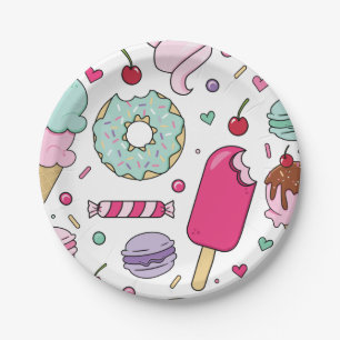 Assiettes En Carton Gâteau et glace Sprinkles d'anniversaire