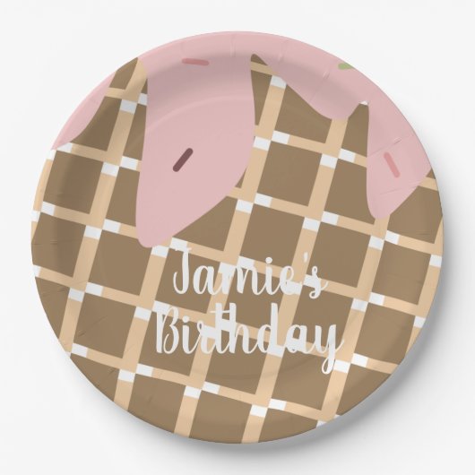 Assiettes En Carton Gâteau glacé Frosting Gâteau Anniversaire gaufre r (Devant)