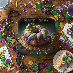 Assiettes En Carton Gâteau Mardi Gras King Avec Couronne