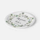 Assiettes En Carton Gâteau Mariage de calligraphie Eucalyptus (Angle)