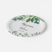 Assiettes En Carton Gâteau Mariage de calligraphie Eucalyptus Vert (Angle)