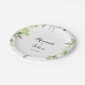 Assiettes En Carton Gâteau Mariage de feuillage végétal (Angle)