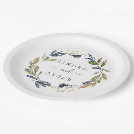 Assiettes En Carton Gâteau Mariage de verdure d'automne (Angle)