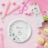 Assiettes En Carton Gâteau Mariage Éucalyptus Vert Été (Fête)