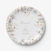 Assiettes En Carton Gâteau Mariage Fleur sauvage été multicolore (Devant)