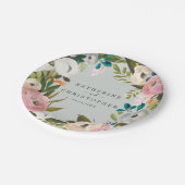 Assiettes En Carton Gâteau Mariage floral peint (Angle)