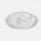 Assiettes En Carton Gâteau Mariage minimaliste Eucalyptus vert (Angle)