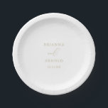 Assiettes En Carton Gâteau Mariage minimaliste Gold Classy Chic<br><div class="desc">Cette plaque en papier mariage,  chic et minimaliste,  est idéale pour une réception de mariage rustique. Le design sobre et élégant présente une typographie de script classique et sophistiquée en or. Faites-le vous-même en ajoutant les noms de la mariée,  du marié et de la date du mariage.</div>