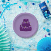 Assiettes En Carton Gâteau Mariage pourpre (Fête)