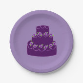Assiettes En Carton Gâteau Mariage pourpre (Devant)