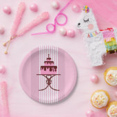 Assiettes En Carton Gâteau rose après-midi ou fête du thé du matin (Fête)