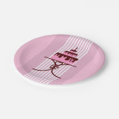 Assiettes En Carton Gâteau rose après-midi ou fête du thé du matin (Angle)