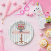 Assiettes En Carton Gâteau rose après-midi ou fête du thé du matin (Fête)