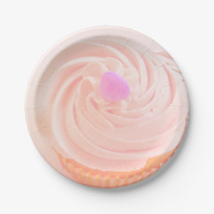 Assiettes En Carton Gâteau rose glaçage bonbon cœur mignon